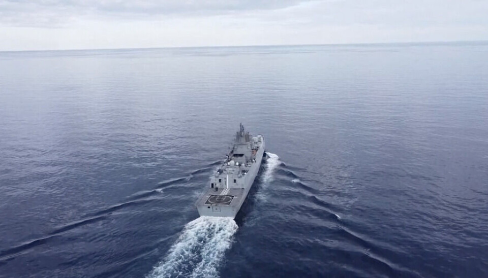 The Admiral Gorshkov is the first warship in the Russian navy armed with the Tsirkon missile. Screenshot from Defense Ministry video