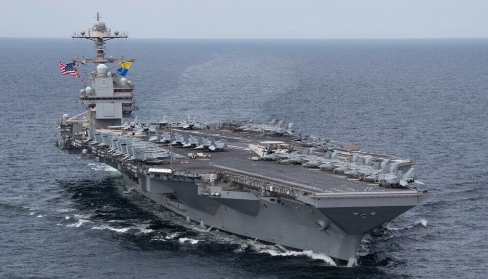 The 'USS Gerald R. Ford' sails inside the Arctic Circle where the carrier under NATO command will train flights- and navigation with allied partners. Photo: NATO JFC Norfolk