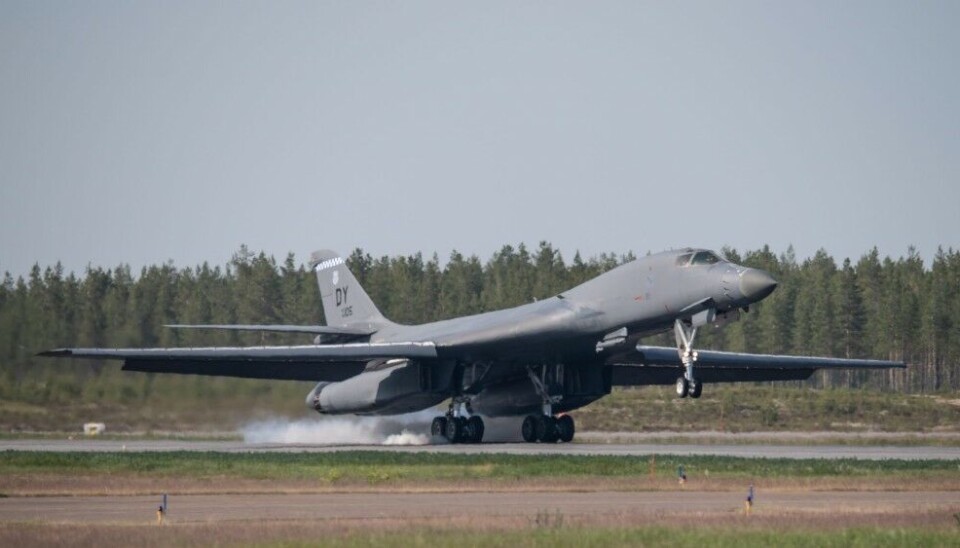 First time touchdown on Swedish soil as the B-1B visited Luleå Kallax airbase. Photo: Jesper Sundström / Swedish Armed Forces