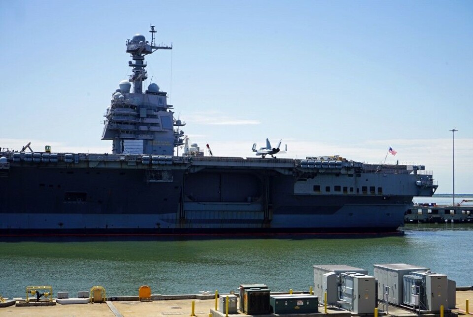 The USS Gerald R. Ford is the world's largest warship. Here at port in Norfolk, Virginia.