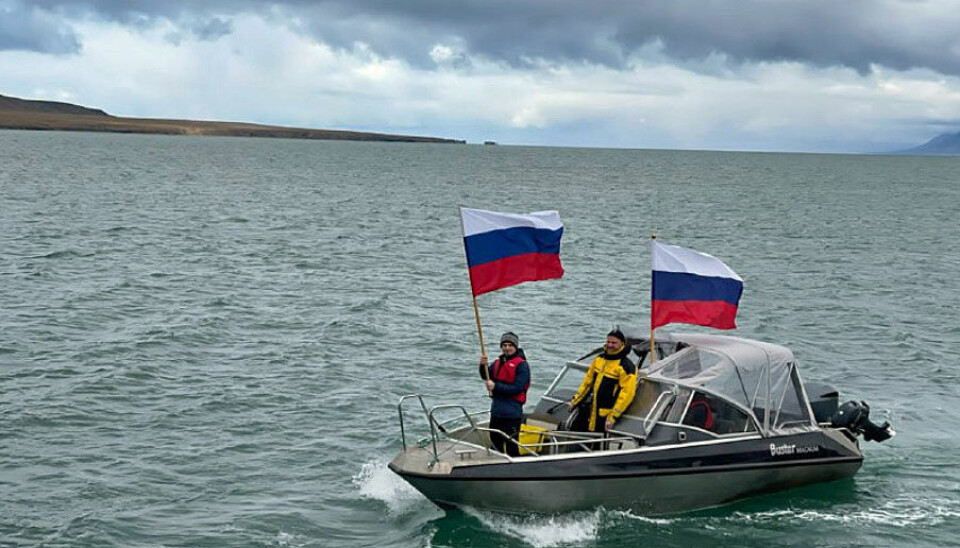 A proud Andrei Chemerilo (yellow-black outfit) led the navy parade. Photo: Russian Consulate General in Barentsburg
