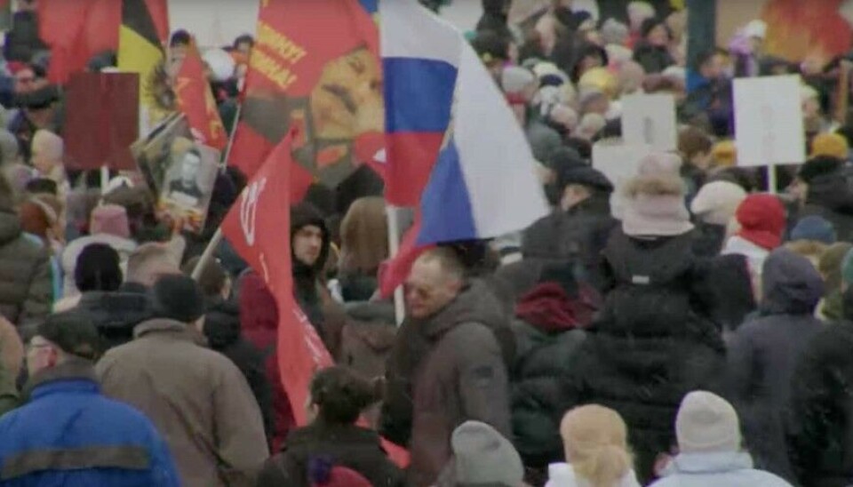 Also supporters of Josef Stalin were parading in Murmansk. Screenshot of video