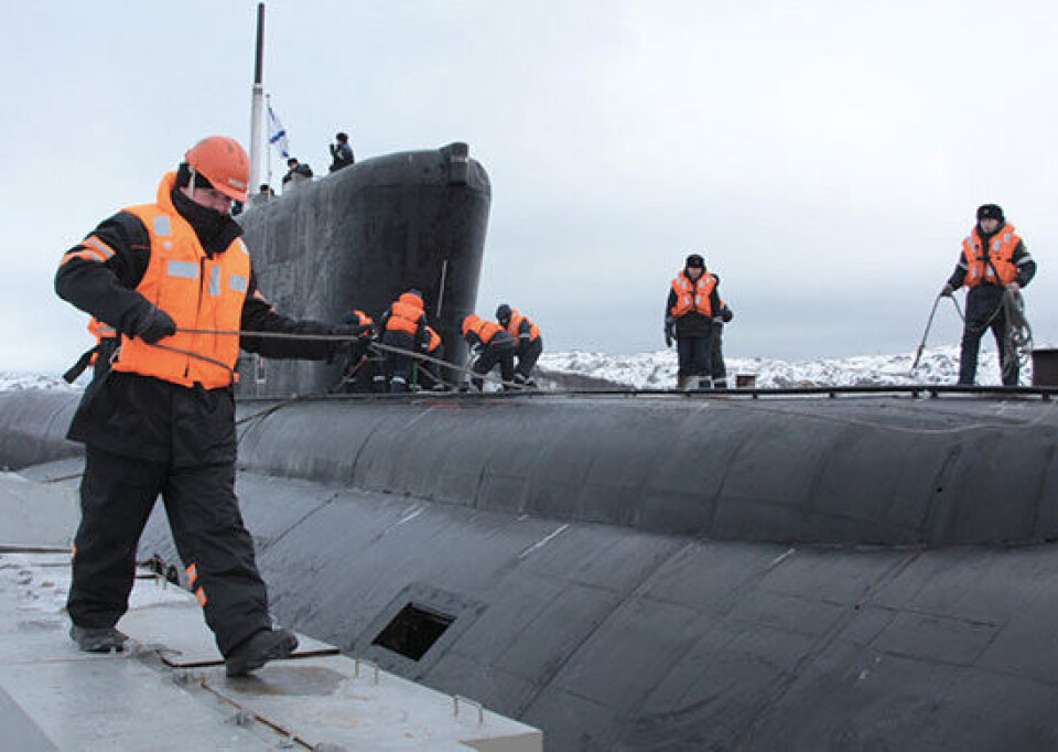 New fourth generation Borei class submarine “Vladimir Monomakh” in Gadzhievo. Photo: Mil.ru