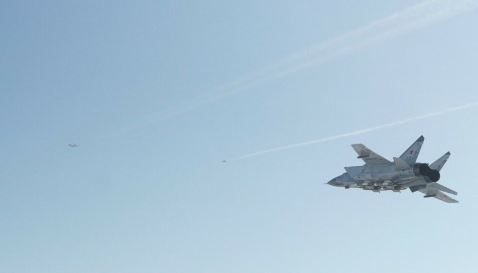 Three MiG-31 fighter jets followed the strategic bombers as protection. Photo: Norwegian Air Force