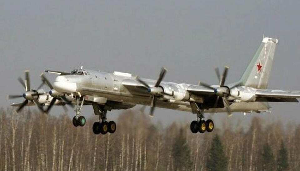 A Tu-95MS landing after a mission. About 10 such long-range bombers are based at Olenya airfield south of Murmansk on the Kola Peninsula. Photo: Russian Defense Ministry