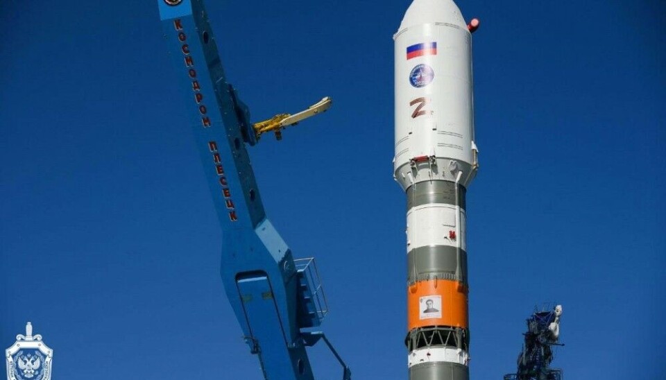 A leader of the SMERSH in Plesetsk, Arkhangelsk region, is honored with a picture on a rocket launched in 2023. Photo: FSB veteran organization