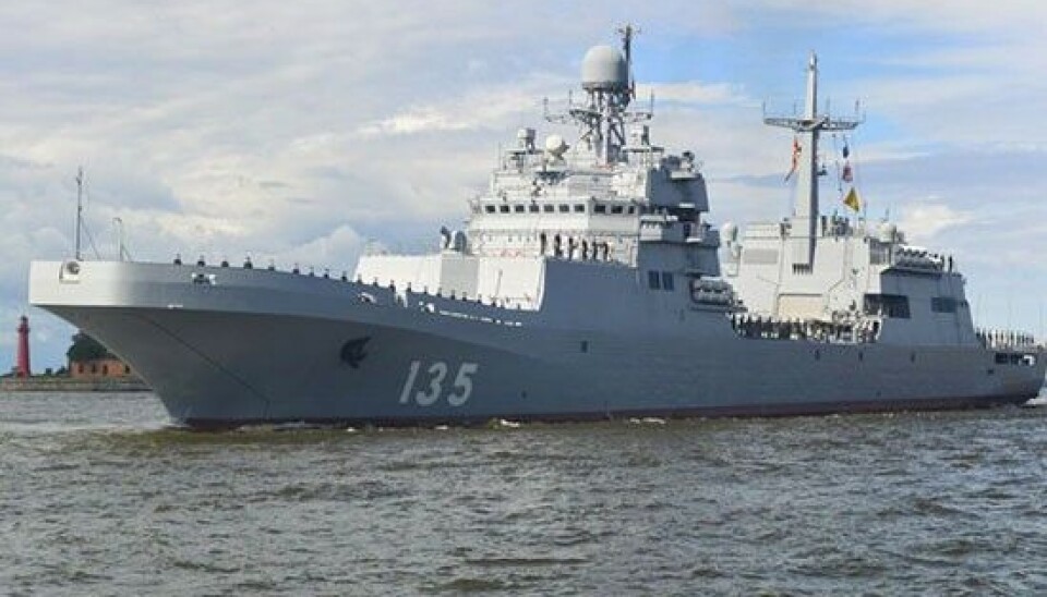 The landing vessel Ivan Green was one of three Northern Fleet vessels that early Sunday morning sailed under the Great Belt Bridge (Denmark). Archive photo: Russian Ministry of Defense
