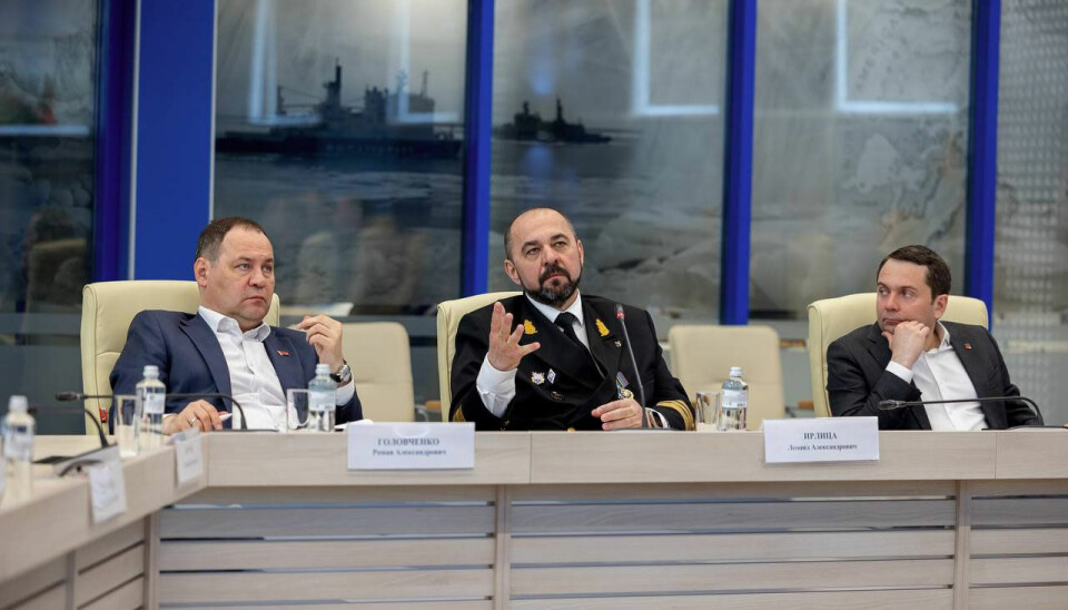 Belarus PM Golovchenko (left) meets with leader of Rosatomflot Leonid Irlitsa and Murmansk Governor Andrei Chibis. Photo: Andrei Chibis on Telegram