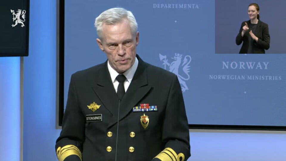 Chief NIS, Vice-Admiral Nils Andreas Stensønes, presented Focus 2022 in Oslo. Screenshot from press conference.