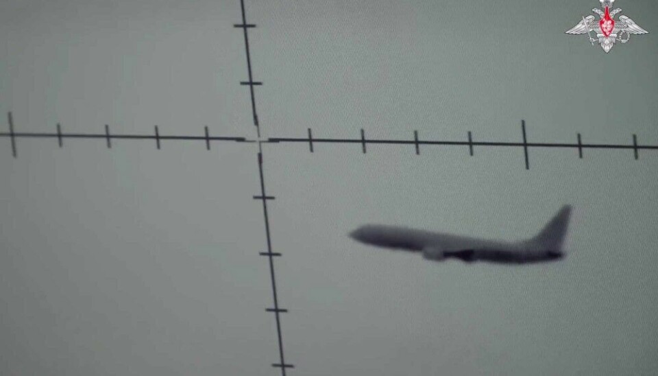 A NATO P-8 patrol and reconnaissance aircraft in the gunsight of the Admiral Gorshkov. Screenshot of video