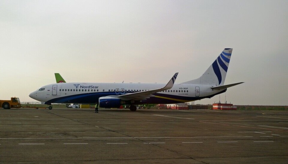 A NordStar Boeing 737 passenger jet at Alykel airport in northern Russia. Photo: Thomas Nilsen