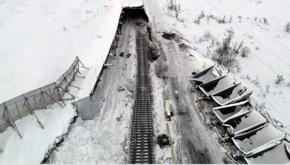 Another iron ore train derailed near Vassijaure station on December 17, 2023. All train traffic north of Kiruna was cancelled for nearly two months. Photo: Swedish Transport Administration