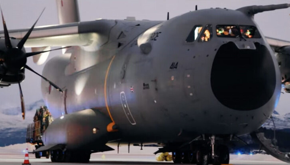 The British Atlas A400 that flew in Norwegian airspace close to Russia’s border over the Varanger fjord this week had take-off from Bardufoss airport east of Tromsø. Photo from video by RAF