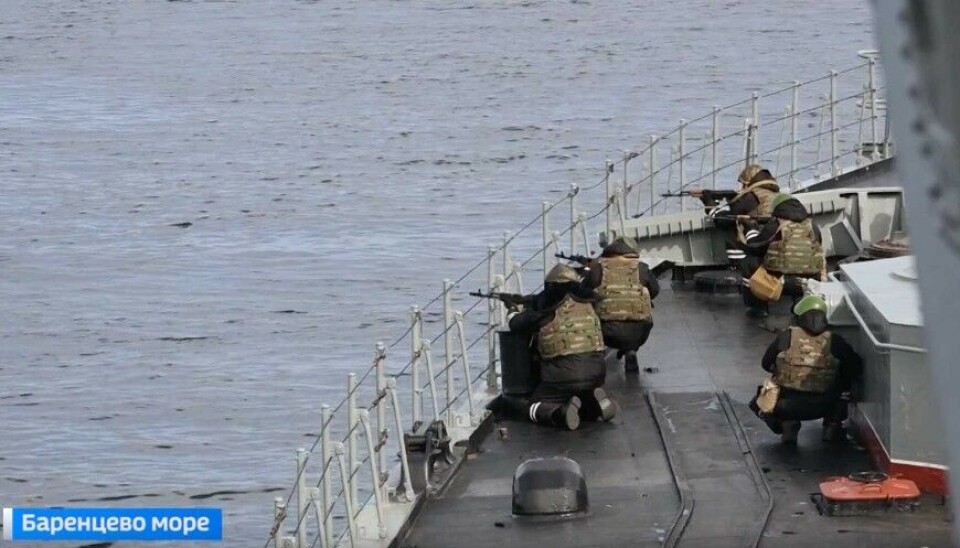 Learning from experiences in the Black Sea? Navy sailors point guns against quickly approaching motor boats during exercise Kumzha-2024. Screenshot of video