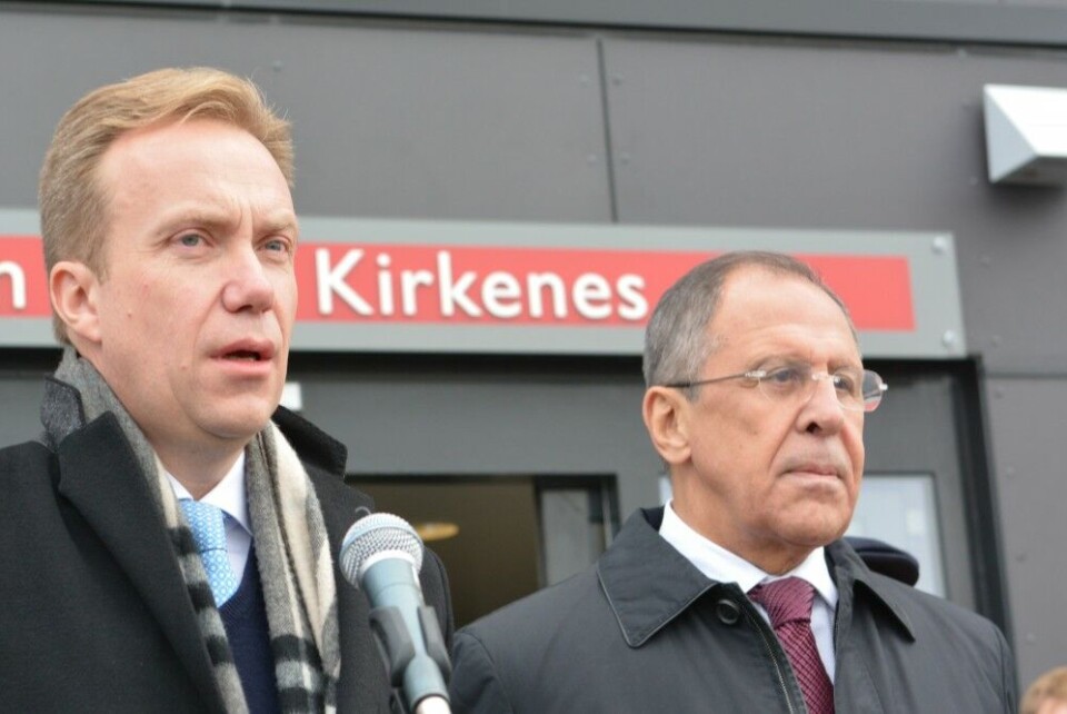 Norway's Foreign Minister Børge Brende met with Russia's Foreign Minister Sergey Lavrov in Kirkenes in October 2014. Photo: Thomas Nilsen