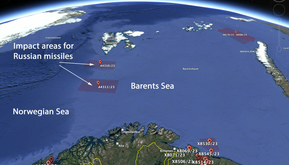 Map: Google Earth / NotamMap / Barents Observer