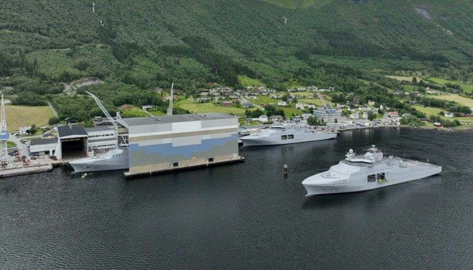 The three new coast guard ships at the Vard Yard in Tomrefjord, southwest Norway. Photo: Vard Group