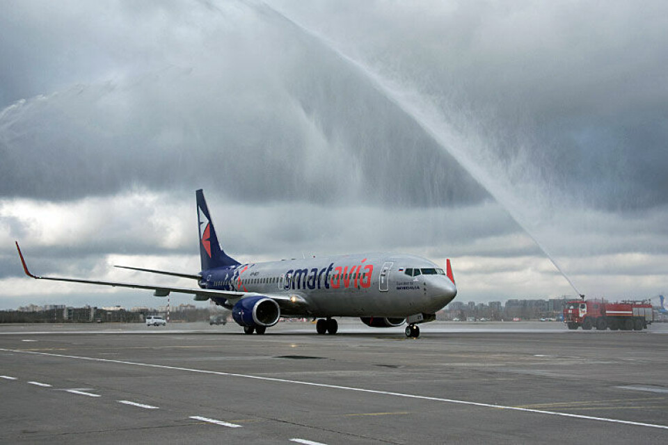 The first Boeing 737-800NG with Smartavia branding arrives in St. Petersburg. Photo: Pulokovo airport