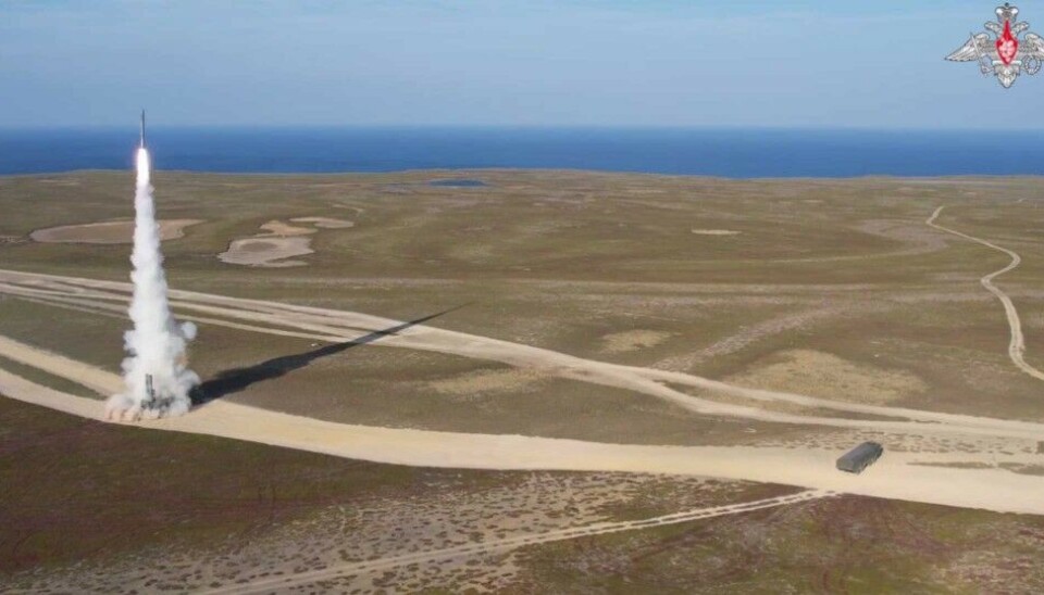 Missile launch with Bastion-P complex at Rybachii Peninsula less than 100 km from Norway's strategically important radars in Vardø. Screenshot of video from Russian Ministry of Defence