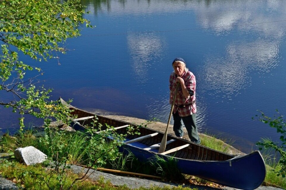 A man and his canoe. Per Adde started in Gothenburg paddling north. Distance by distance in the summers. Heading for the mountains. Ending up west of Arjeplog. Photo: Peder Lundkvist