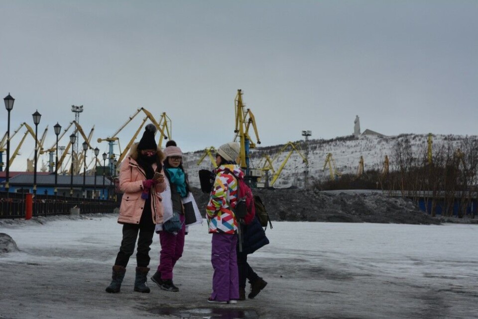 Chinese tourists on the Murmansk waterfront. Photo: Atle Staalesen