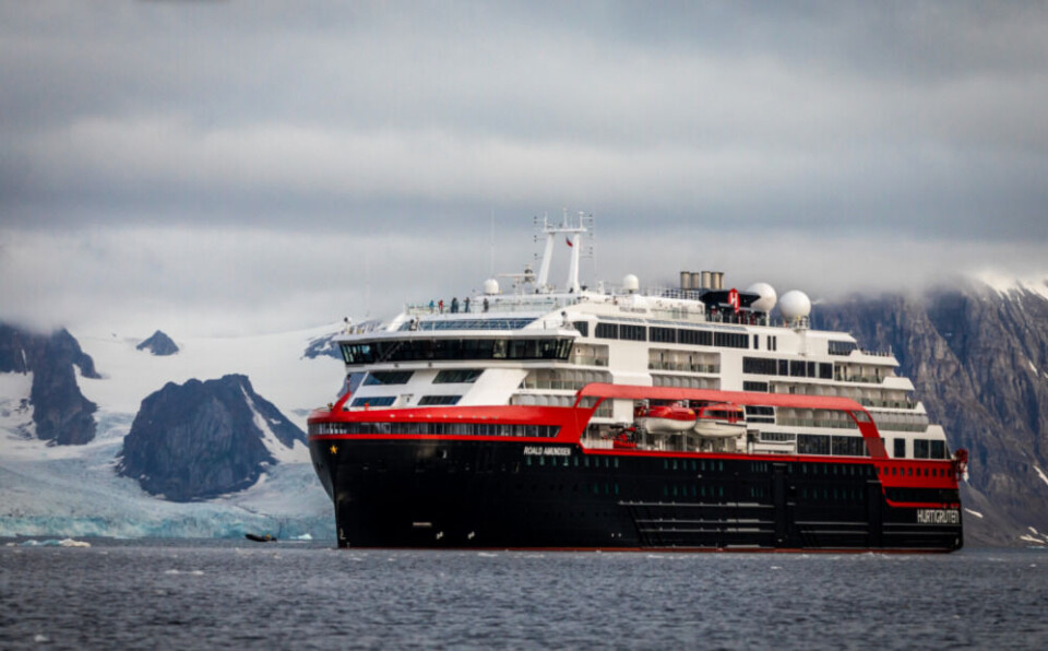 Expedition cruise ship 'M/S Roald Amundsen' at Svalbard. Photo: Hurtigruten