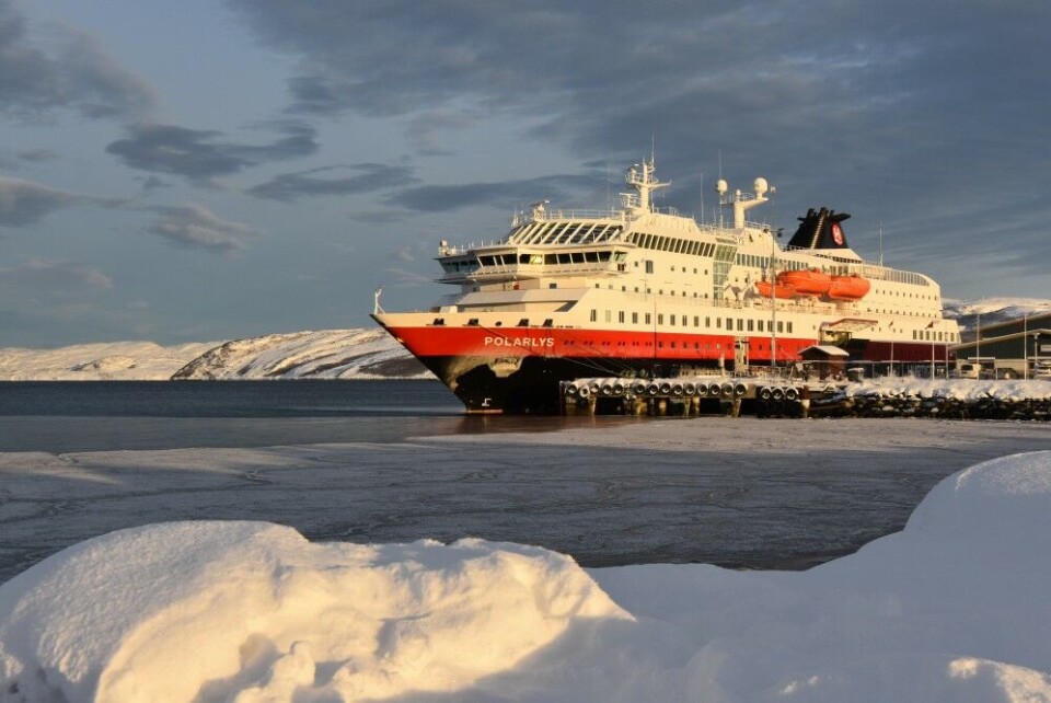 Hurtigruten's 'Polarlys' at port in Kirkenes near Norway's border to Russia. Photo: Thomas Nilsen