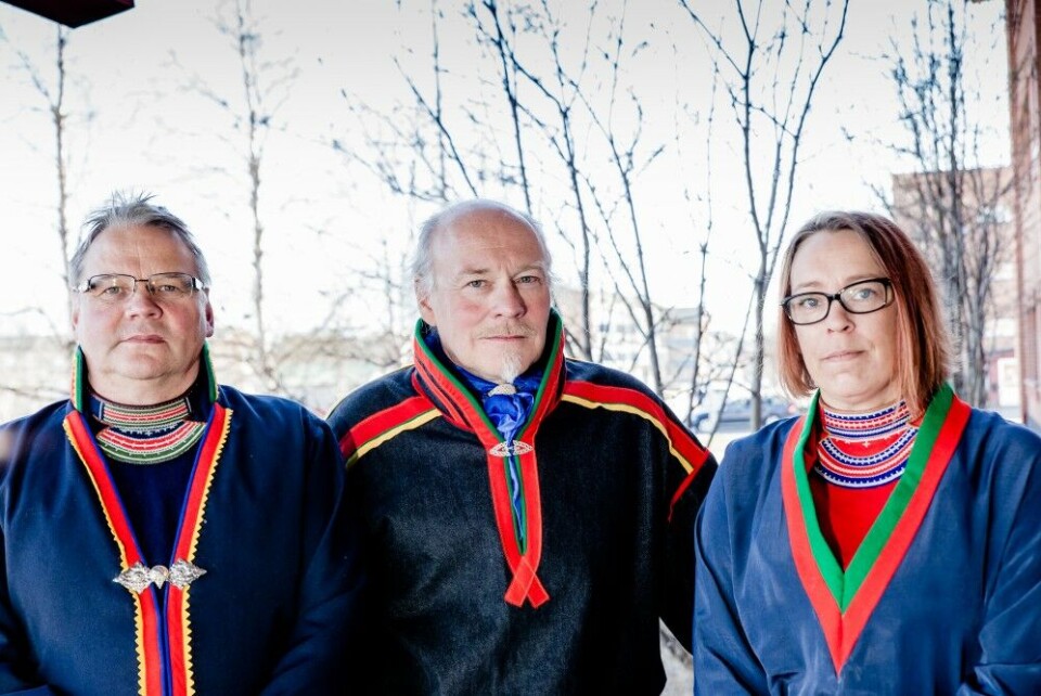 Sami from Sweden today won a historic court case over the state. The man in the middle is Matti Berg, head of Girjas Sami village. Photo: Carl-Johan Utsi/Sapmi.se
