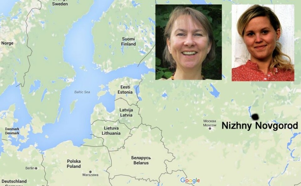 Lillian Hjorth (left) and Marit Langmyr from the Human Rights Academy in Oslo are expelled from Russia after lecturing at the university in Nizhny Novgorod east of Moscow. Maps by Google. Photos: Courtesy of Human Rights Academy.