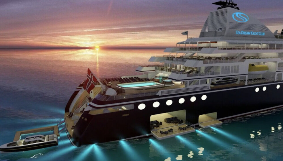 Additional to the outdoor pool and dining areas, the ship can carry a helicopter and sea plane. Illustration by SeaDream