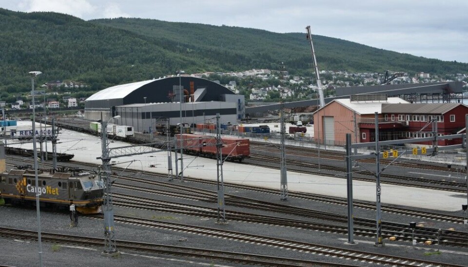 Norway’s northernmost railway cargo station is in Narvik on the line from Sweden. Photo: Thomas Nilsen