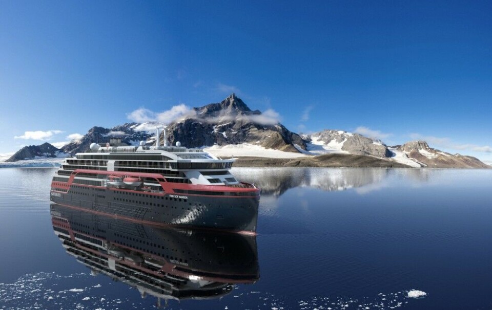 With a capacity of 530 passengers, the new expedition ship will be ready to sail the Arctic by 2021. Image by Hurtigruten