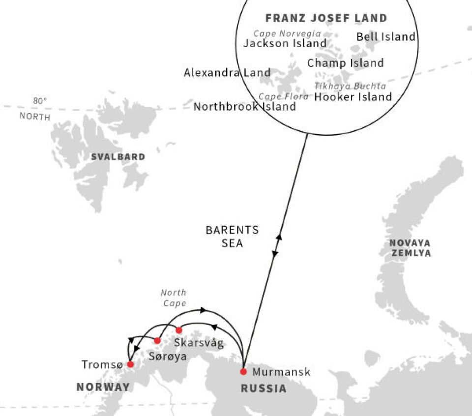 Voyage map by Hurtigruten
