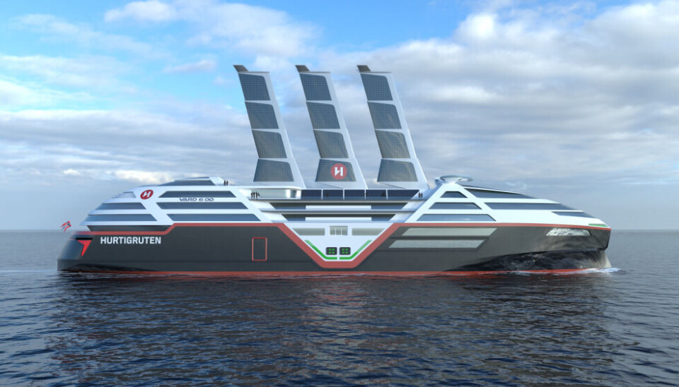 Design consept of how Hurtigruten Norway's future zero-emission cruise vessel could look. Credit: VARD Design
