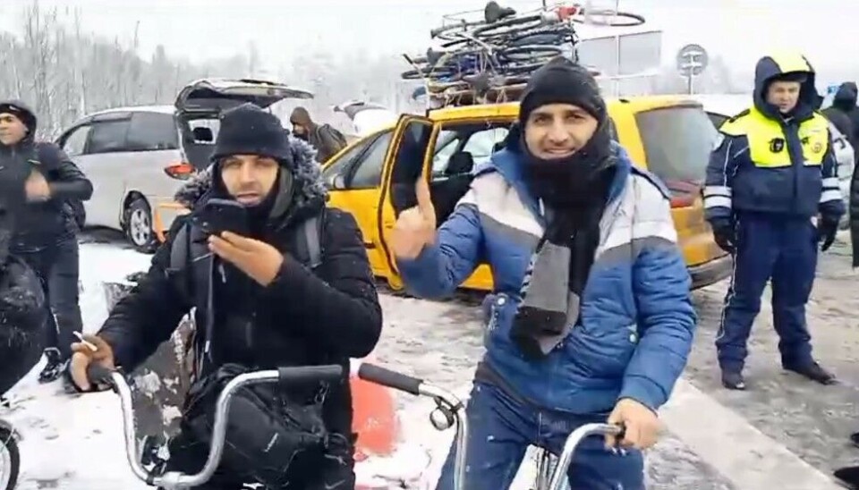 As soon as Finland reopened its border to Russia, groups of migrants moved towards the border-crossing points. Screenshot of video
