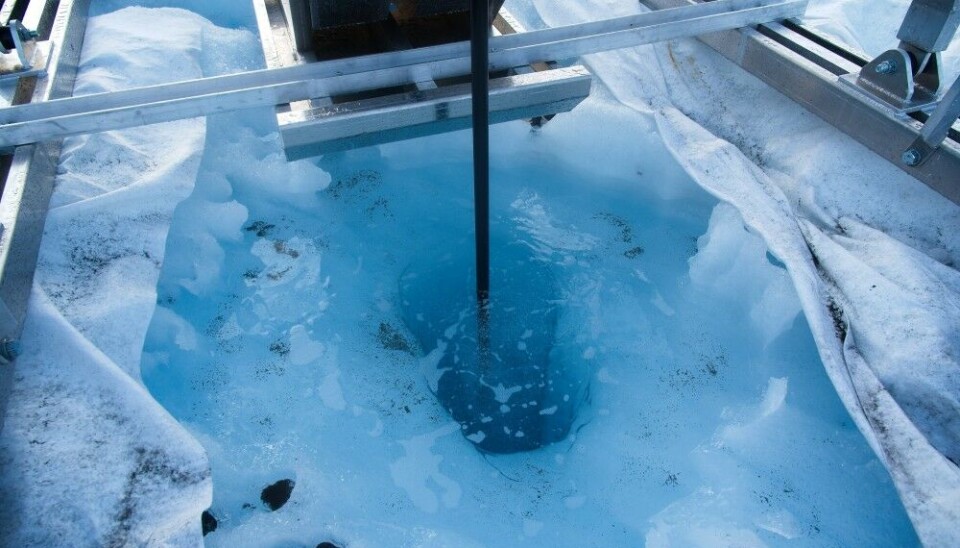 The borehole created using the hot-water drill. Photo: Henry Patton