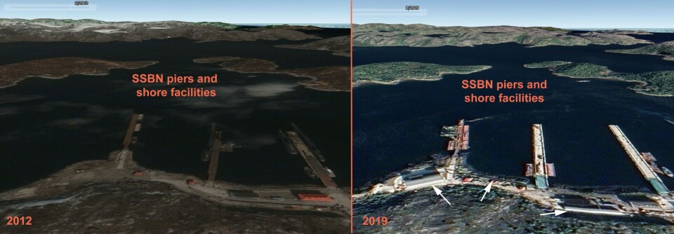 Gadzhiyevo submarine base. Image: Barents Observer / Google Earth