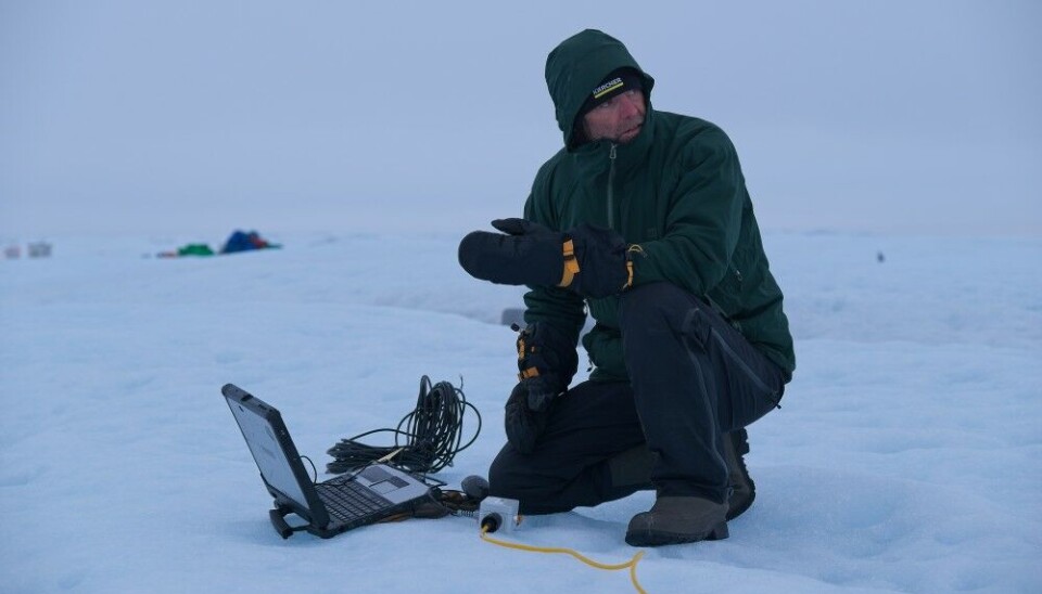 David Hildes collecting and analyzing the return data during the seismic experiments. Photo: Henry Patton