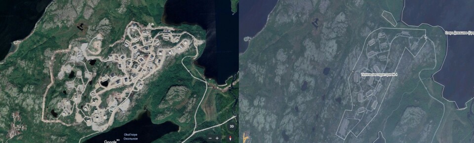 Okolnaya July 2018 (left) compared with 2015 when roads and plots work started. Google Earth and Microsoft Bing.