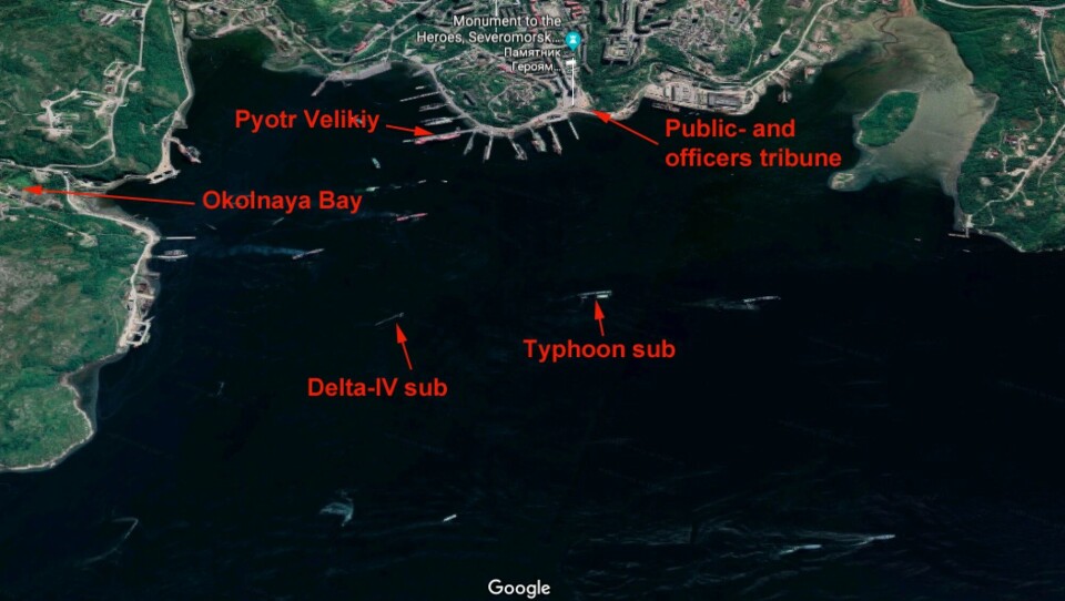 Satellite picture from Severomorsk Navy Day 2018.