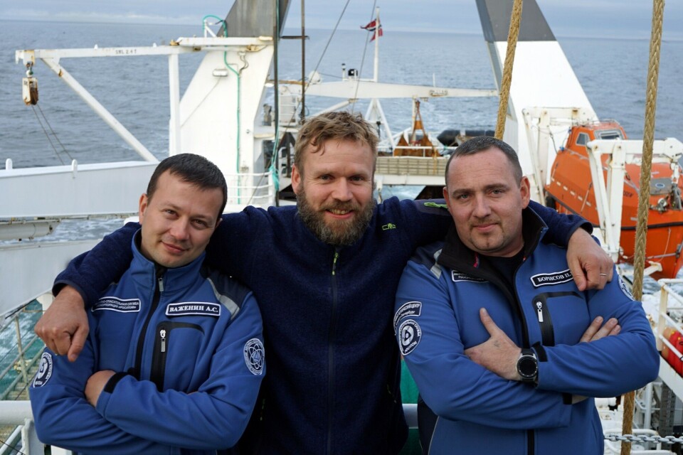 Øyvind Aas-Hansen with the Norwegian Radiation and Nuclear Safety Authority together with Aleksandr Vazhenin (left) and Pavel with the Radiometric Department of Rosatom.
