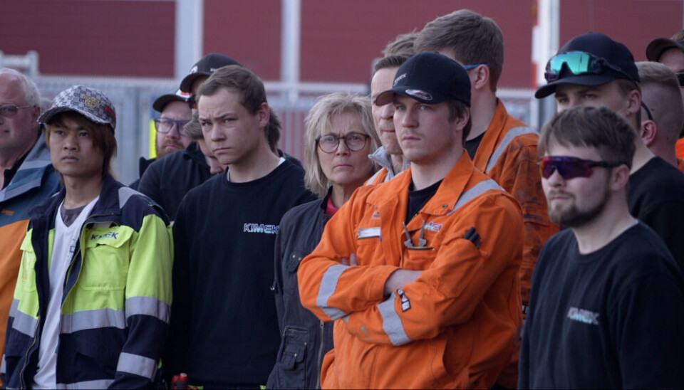  KIMEK employees at the gathering in Kirkenes on May 15, 2023. Photo by: Elizaveta Vereykina 