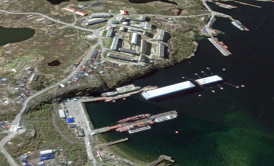 Olenya Bay on the Barents Sea coast is home to Russia's fleet of spy-submarines operating under the Main Directorate of Deep Sea Research. Image from Google Earth