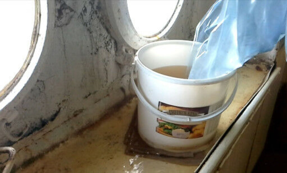 LEAKS: The ceiling in the messroom aboard the “Kalmar” leaked.