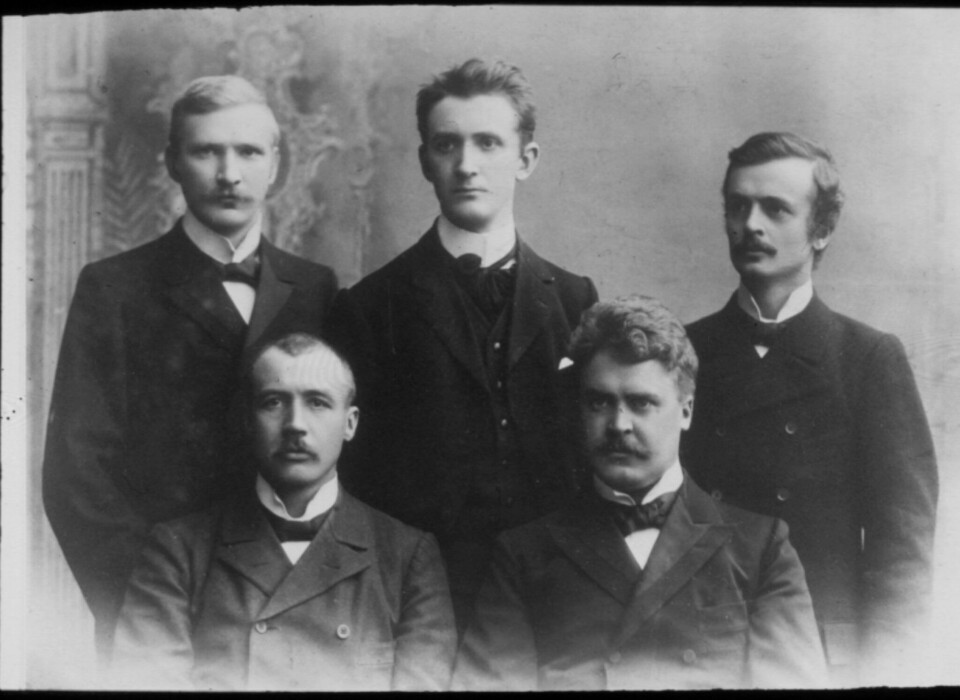 Talented colleagues and an intellectually stimulating environment factored strongly into Hjort’s success as a researcher. In the spring of 1903, he and his colleagues posed for a group photograph. Back row left to right: Alf Wollebæk, Bjørn Helland-Hansen, and Haaken Hasberg Gran. Front row left to right: Knut Dahl and Johan Hjort. Photo: Institute of Marine Research.