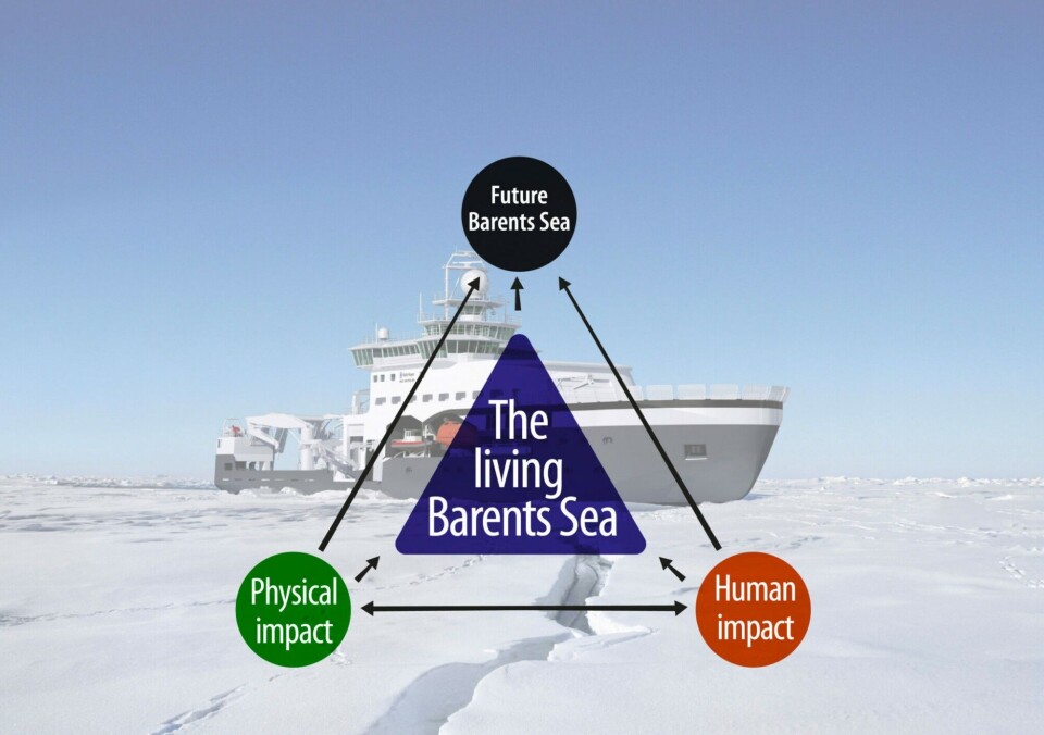 The living sea. The Nansen Legacy research foci centred around the living Barents Sea. Illustration Rudi Caeyers / UiT The Arctic University of Norway / Nansen Legacy