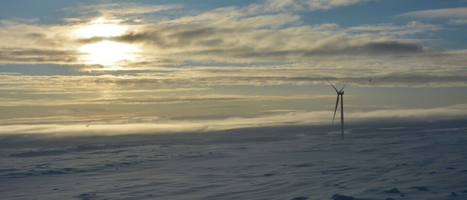 The Raggovidda wind farm is located at 400 meter altitude near the Barents Sea coast. Photo: Atle Staalesen