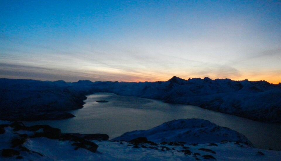 Great value. Kaldfjord has great value for the inhabitants of Tromsø and the coastal community thanks to its proximity and the recreational opportunities it offers, but also for aquaculture, fishing and industrial activities. Many people are very interested in our research, curious to see how our work will contribute to solutions for more sustainable use of the fjord. Analyses of our field and model data are yielding results, and the next year will be spent confirming these results, and publishing and communicating them to both the scientific and the local communities. Photo: Winter in Kaldfjorden. Photo: Angelika Renner / Institute of Marine Research