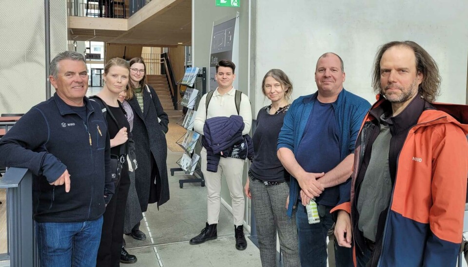 Part of RemoTnitor’s project team. From left to right, Dr Hans Geir Eiken (NIBIO), Dr Ingebjørg Helena Nymo (VI), MSc Hedvig Mjøen (UiT), Dr Håkon Kaspersen (VI), Dr Galina Gusarova (UiT), Dr Øivind Øines (VI), and Dr Tommi Nyman (NIBIO). Photo: Dr Torkild Tveraa / Norwegian Institute for Nature Research