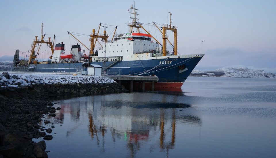 A Russian fish-factory trawler in the port of Kirkenes.